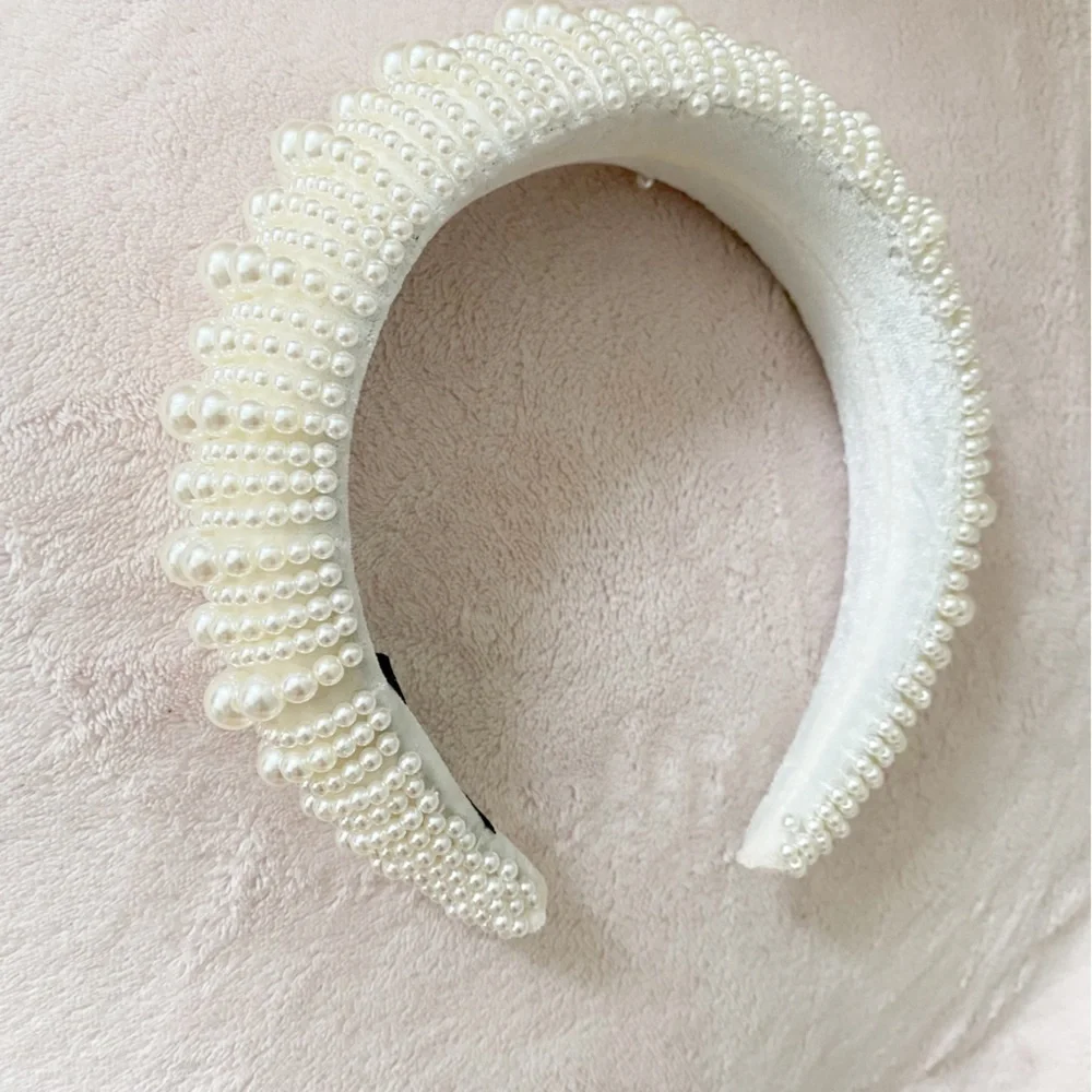 NWOT Pearl Padded Headband White Cream Classic Handmade Wedding Spring